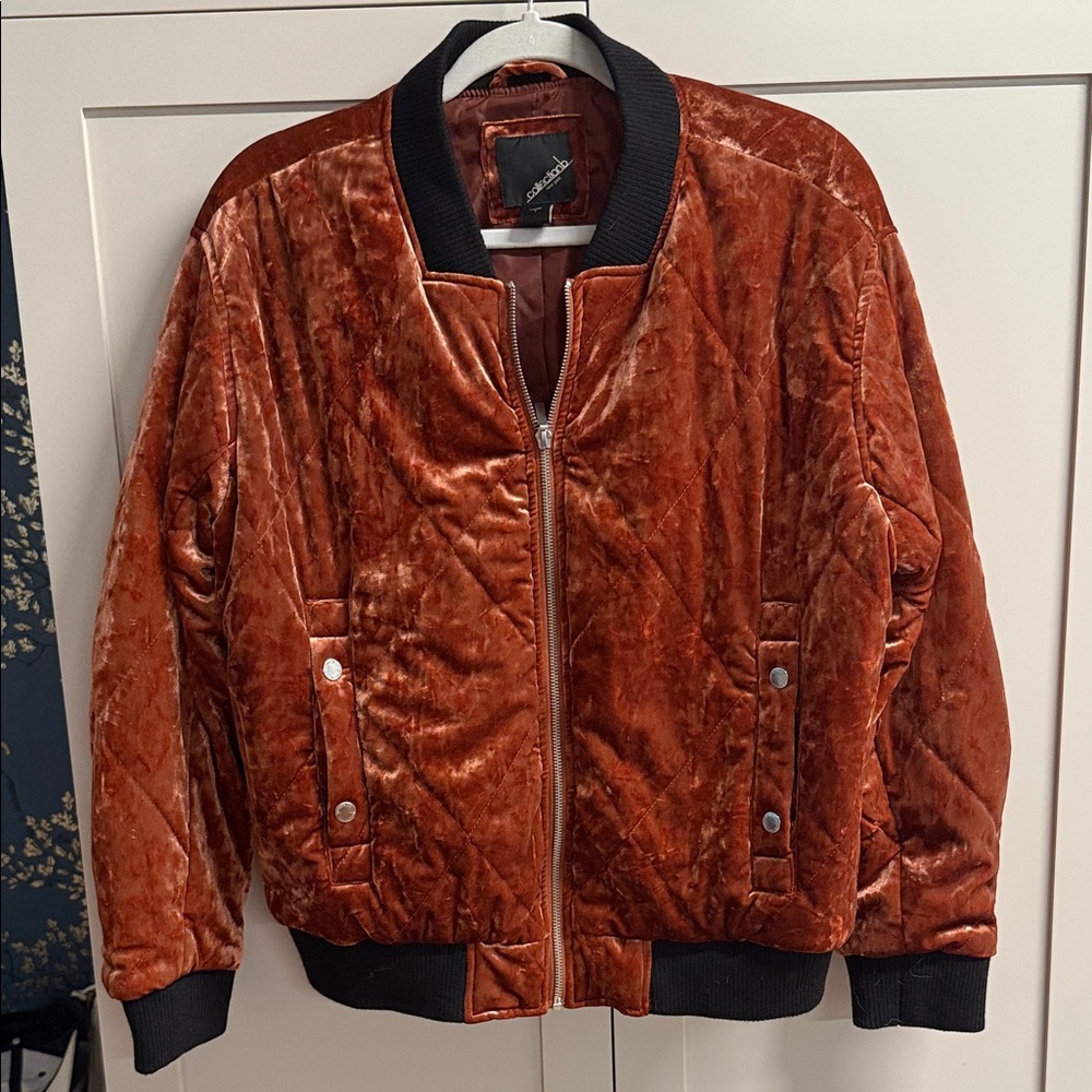Velvet Bomber Jacket in Rust